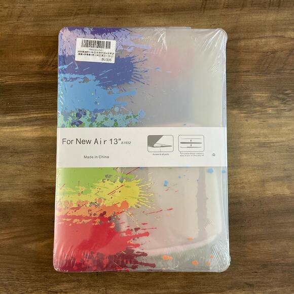 MacBook Air 13” 2018-2020 rainbow splatter design hardshell case - Picture 1 of 3